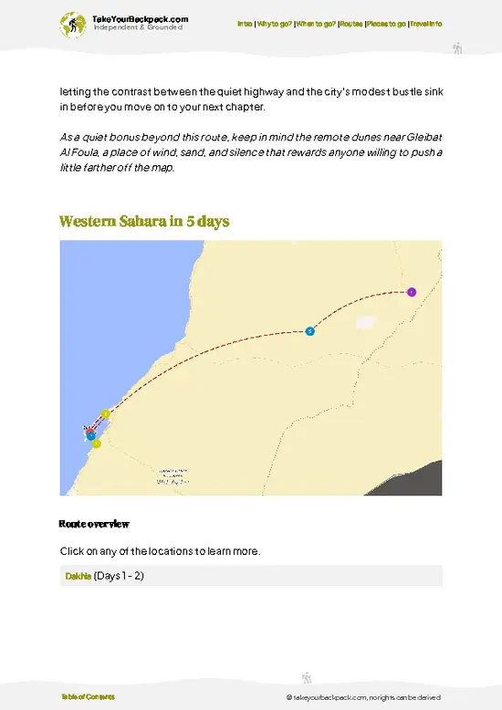 example page 4 from our offline Travel Guide for Western Sahara